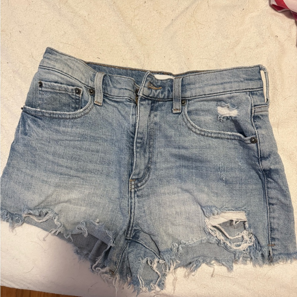 pistola light blue distressed denim jean shorts